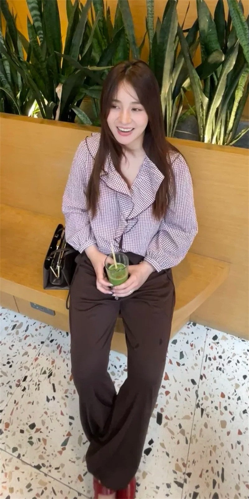 Women's Shirt Fall 2025 New Red Check Long Sleeve Stacked Decoration Pastoral Collegiate Shirt Casual Fashion Lively Personality