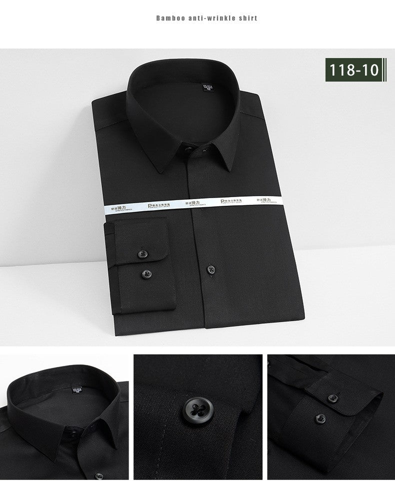 Men's white shirt long sleeved wedding business non ironing formal wear professional workwear casual wrinkle resistant shirt
