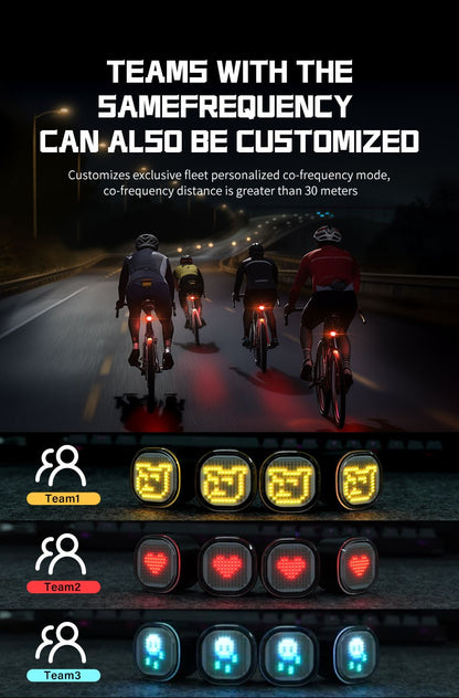 TOWILD TL08 Luz traseira com expressão inteligente 140 LEDs Sensor de frenagem Bluetooth Luz traseira de bicicleta personalizável