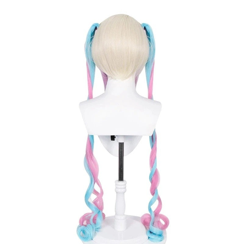 Peruca de rabo de cavalo Kawaii Angel-chan para Cosplay, perucas de cabelo de princesa com tranças e franja para fantasia de pêssego de Halloween