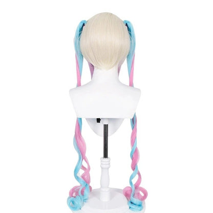 Peruca de rabo de cavalo Kawaii Angel-chan para Cosplay, perucas de cabelo de princesa com tranças e franja para fantasia de pêssego de Halloween
