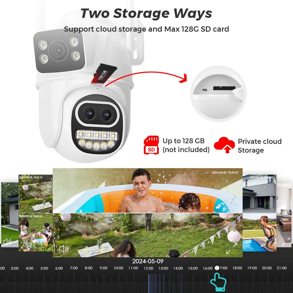 BESDER 6K 12MP Wifi Camera PTZ Dual Screen 8X Digital Zoom AI Auto Tracking Outdoor 8MP CCTV IP Camera Security Protection iCSee