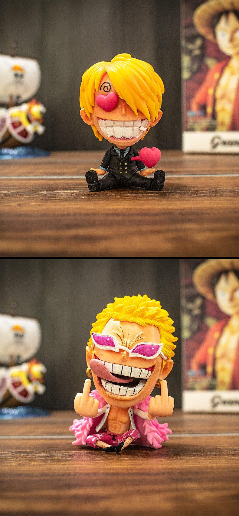 Bonecos Colecionáveis Fofos One Piece Versão Q Luffy Zoro Chopper Ace Boa Hancock Anime Blind Box Decoração de Mesa Carro Brinquedo Presente Infantil