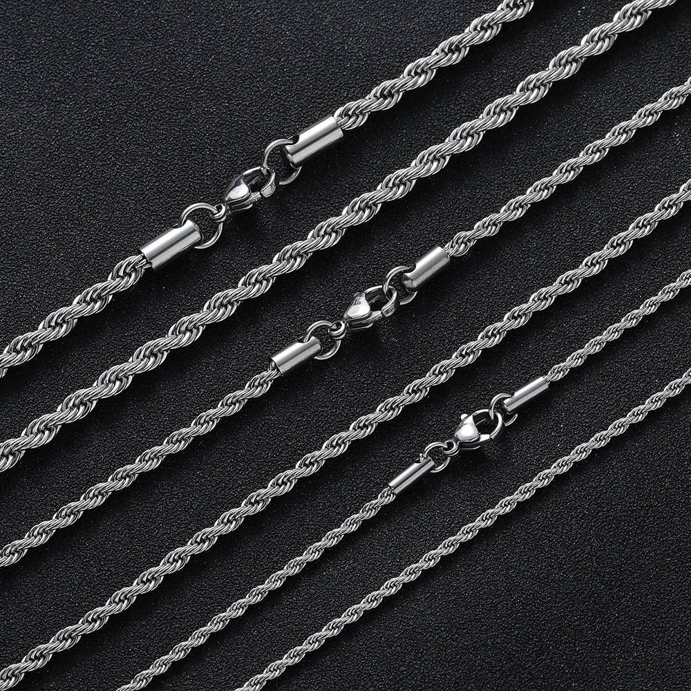 Colares de Corrente de Corda 2/3/4/5/6 MM para Homens Mulheres Elos Torcidos Sigapore Gargantilha Joia Básica Casual Punk Rock Aço Inoxidável