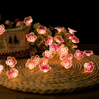 Cherry Blossom String Light Garland Artificial Flower Vines Fairy Lights for Christmas Wedding Party Bedroom Decoration