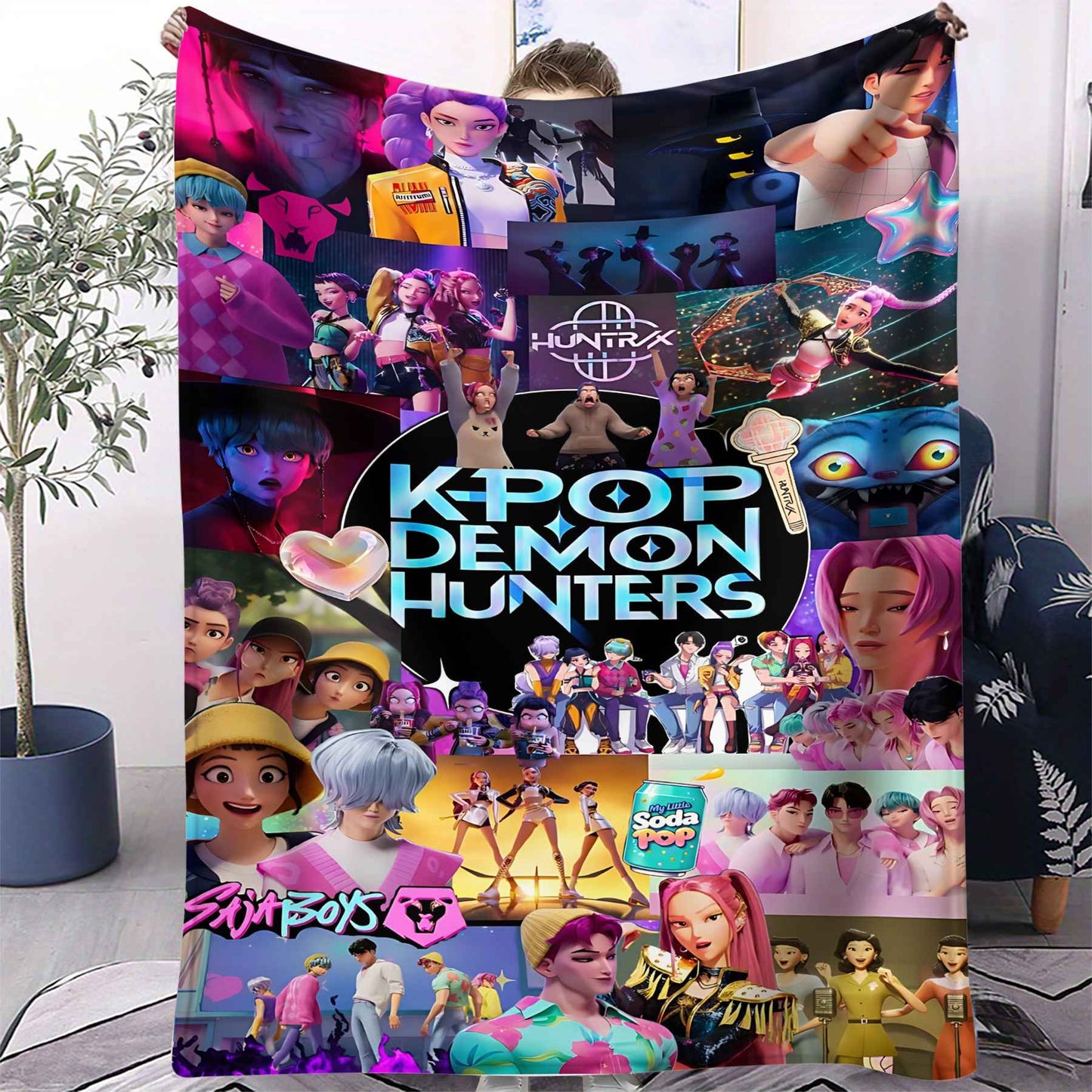 Manta K-Pop Demon Hunter Quente Anime Menina Equipe Manta de Flanela para Sofá Sala de Estar Inverno Quente Presente para Fãs
