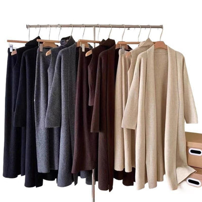 Gentle and Lazy Slimming Knitting 2025 Autumn New Loose Sweater Cardigan Skirt Fashion Set