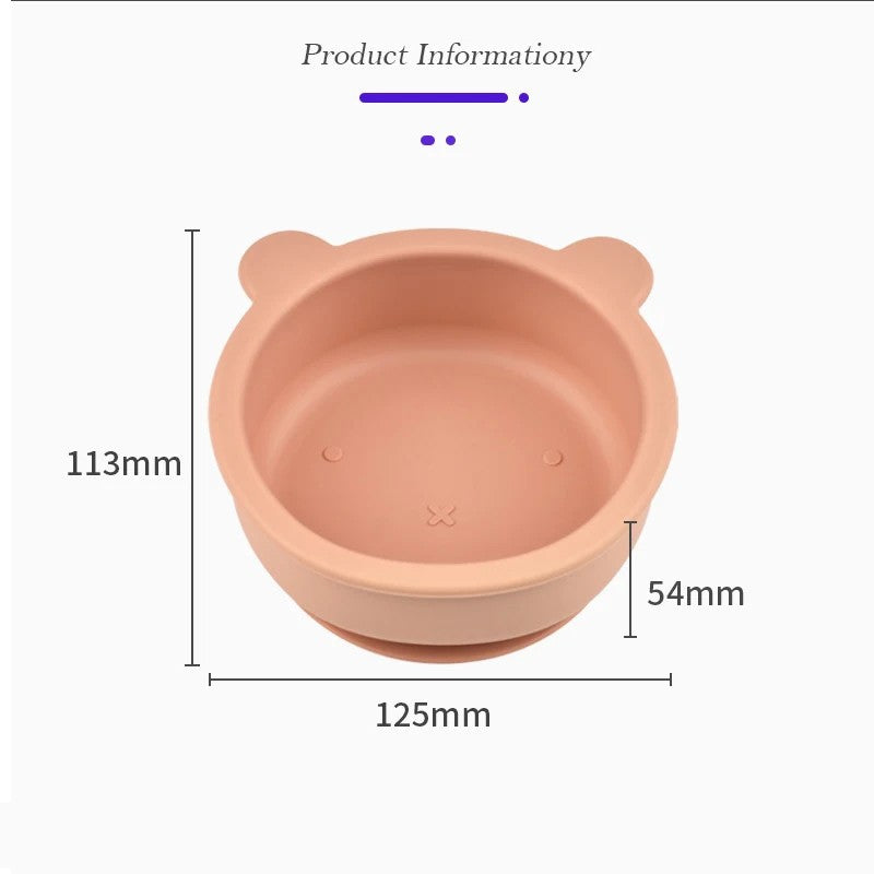 BPA Free Baby Silicone Feeding Bowl Cartoon Dishes For Kids Suction cup Anti-Drop Non-Slip Dinnerware Autonomous eating training