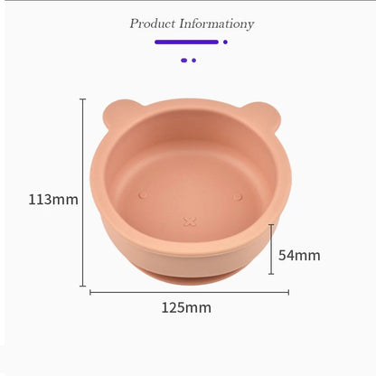BPA Free Baby Silicone Feeding Bowl Cartoon Dishes For Kids Suction cup Anti-Drop Non-Slip Dinnerware Autonomous eating training