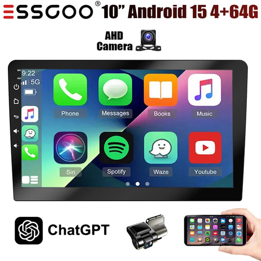 7/9/10 Inch Double 2 Din 4+64G Android 15 ChatGpt AI Car Stereo Radio WIFI GPS Navigation FM/RDS Bluetooth SWC Head Unit+DVR&AHD