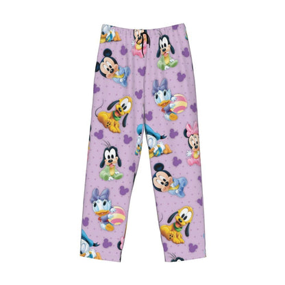 Custom Print Mickey Mouse Donald Duck Pajama Pants Men Sleep Sleepwear Bottoms with Pockets