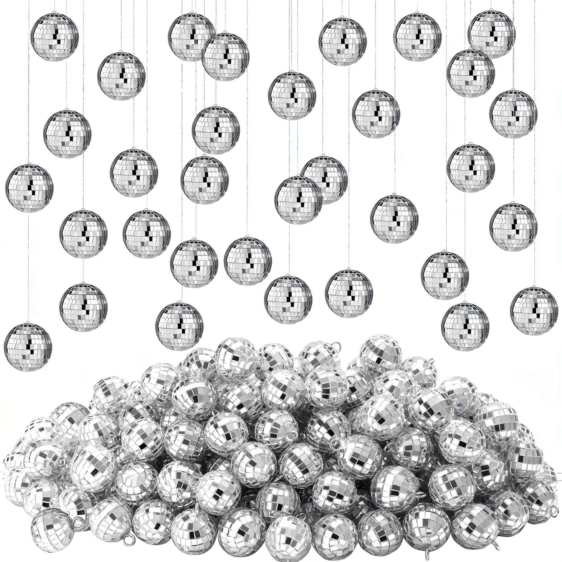 12pcs Mini Disco Mirror Balls-Silvery Reflective Glass Ornaments for '70s Discos Aesthetic Room Decorations Party Supplies