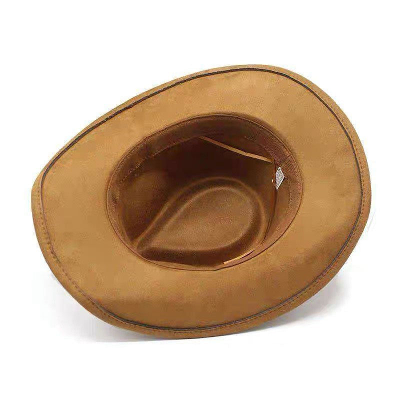 Chapéu Unissex de Cowboy/Cowgirl com Fivela, Chapéu Fedora Clássico de Aba Larga para Homens e Mulheres