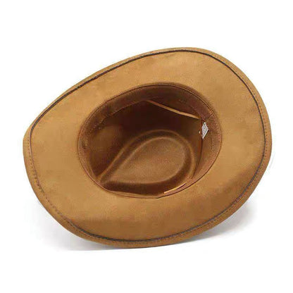 Chapéu Unissex de Cowboy/Cowgirl com Fivela, Chapéu Fedora Clássico de Aba Larga para Homens e Mulheres