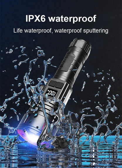 Super Bright Flashlight 10000000LM Torch High Power LED Flashlights Zoomable Lantern Rechargeable Lamp Magnet Tactical Lantern