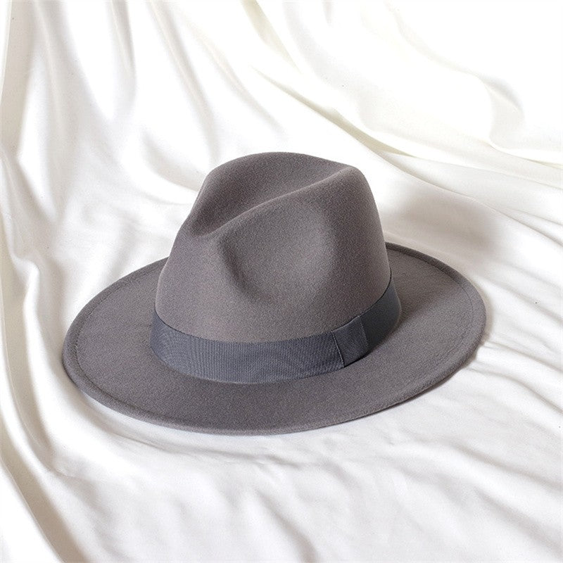 Leather Pink Fedora Wide brimmed Jazz Hat Autumn/Winter Classic Elegant Panama Hat Gentleman Hat Wholesale Sombrero