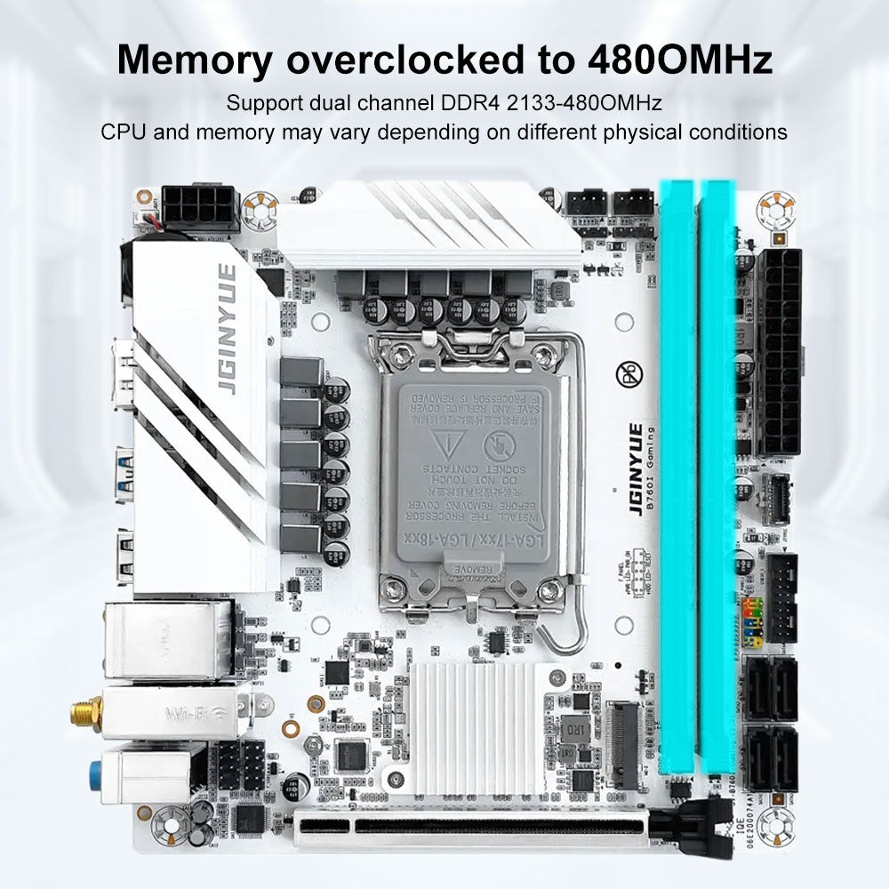 JGINYUE Placa-mãe B760i LGA 1700 Suporte Intel Core 12ª 13ª DDR4 3200mhz RAM Última mini itx B760i-GAMING