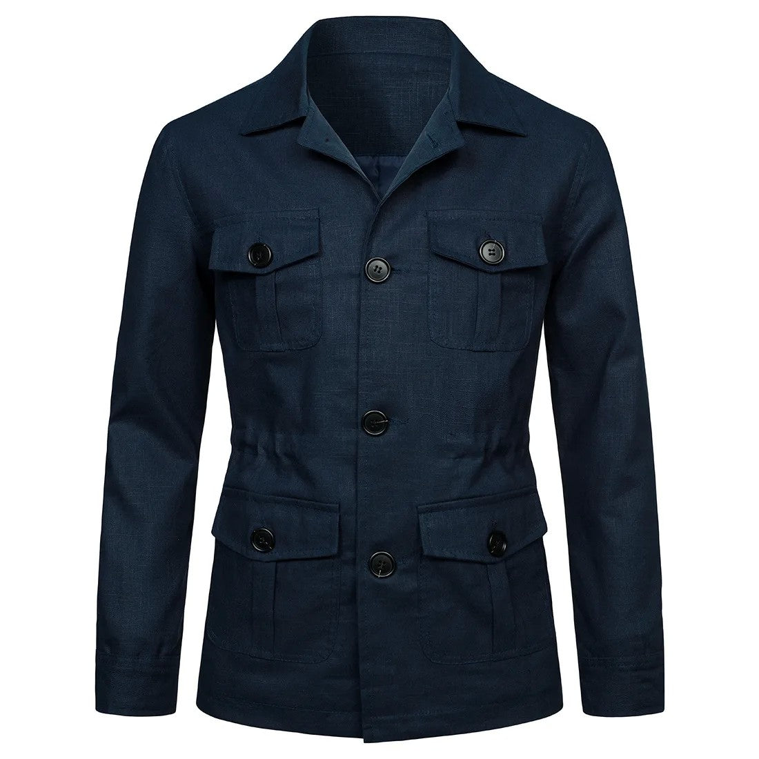 Mens Coats Safari Jacket Linen British Retro Gentry Suit Pockets Outerwear Fashion Solid Color Male Tops