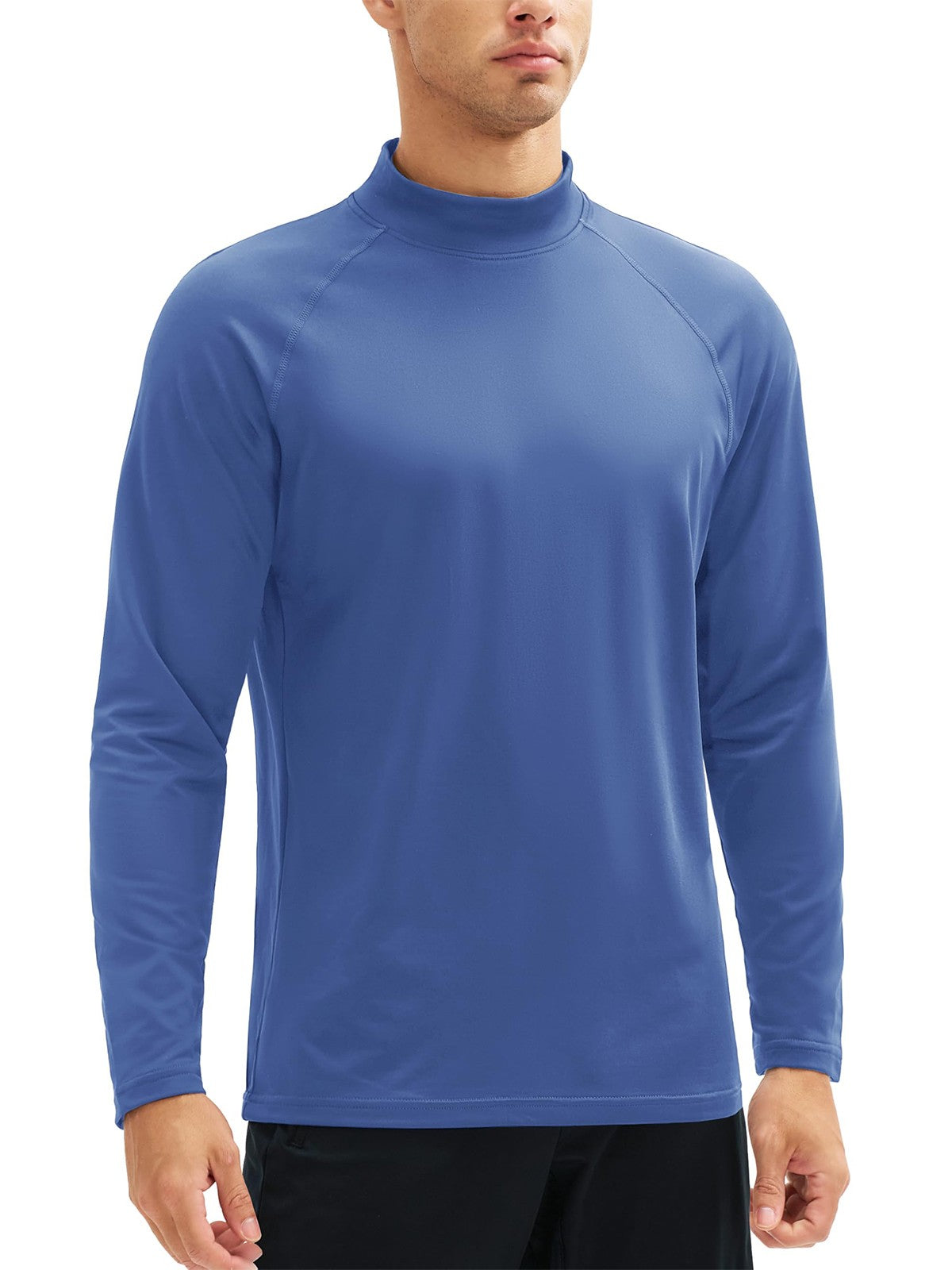 TACVASEN Mock Neck Thermal T-shirts Mens Micro-fleece Lined Long Sleeves Spring Athletic Workout Base Layer Pullover Tops Male