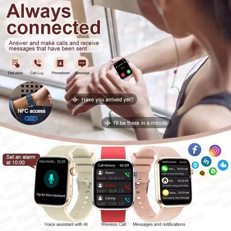 Smartwatch Versão Global Masculino Feminino HD AMOLED Display Frequência Cardíaca Chamada Bluetooth Rastreamento GPS Relógios Inteligentes Esportivos à Prova d'Água