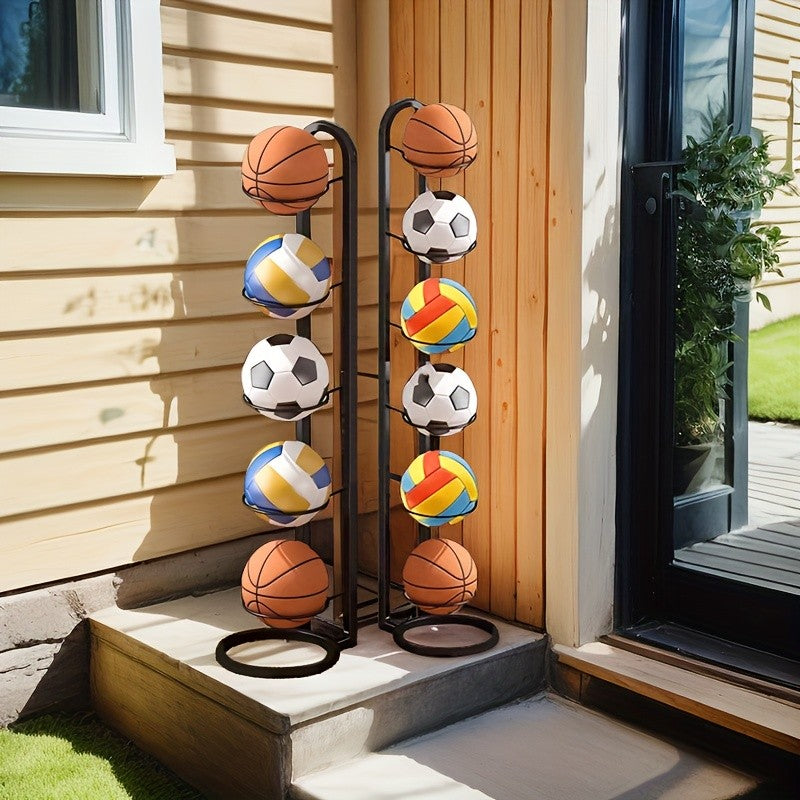 1PC Black Metal Sports Ball Organizer - for Balls, Multi-functional Storage Rack, Perfect Holiday Gift shelves