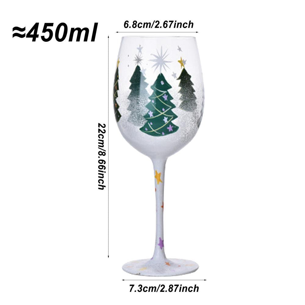 Taças de Vinho de Natal 450ml Papai Noel Árvore de Natal Pinhas Vinho Tinto Taças de Natal para Vinho Champanhe Suco