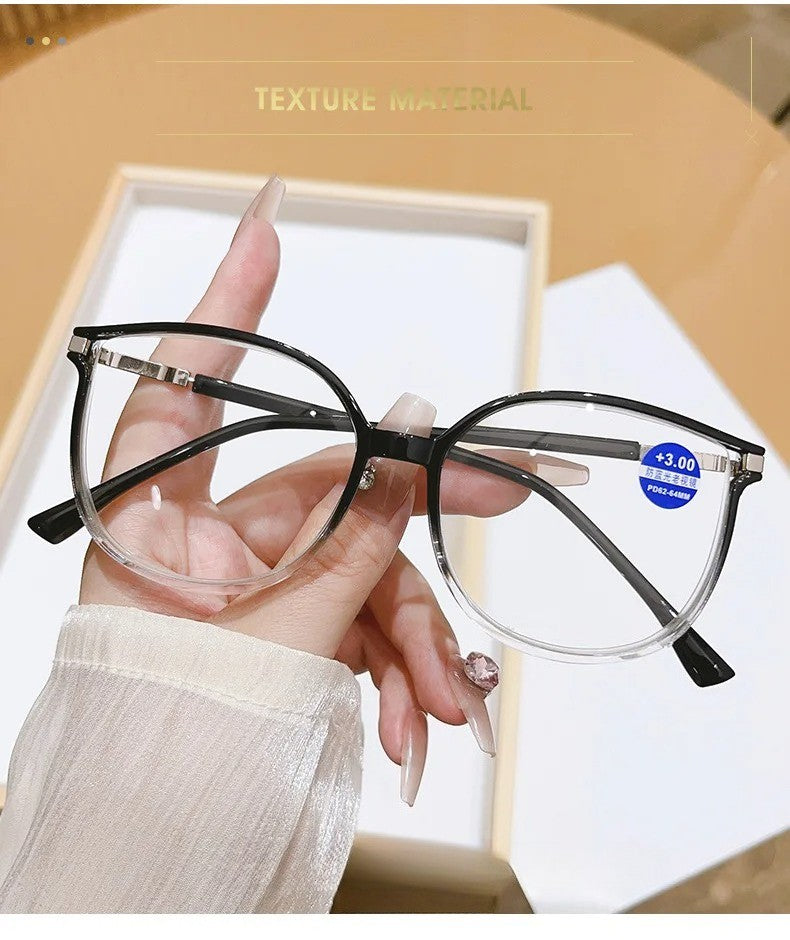 Anti Blue Light Reading Glasses for Women Stylish Dazzling Large Frame Set with Diamonds Plano Eyeglasses Presbyopic Eyewear