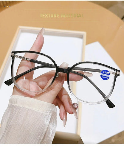 Anti Blue Light Reading Glasses for Women Stylish Dazzling Large Frame Set with Diamonds Plano Eyeglasses Presbyopic Eyewear