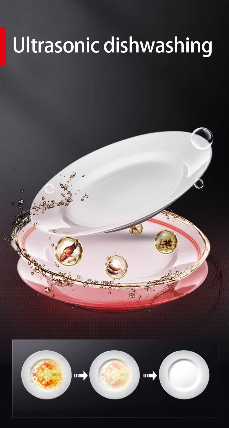 High-Power Bubbling Ultrasonic Dishwasher for Home, Restaurant, Small Smart Sink, Portable, Simple, No Installation