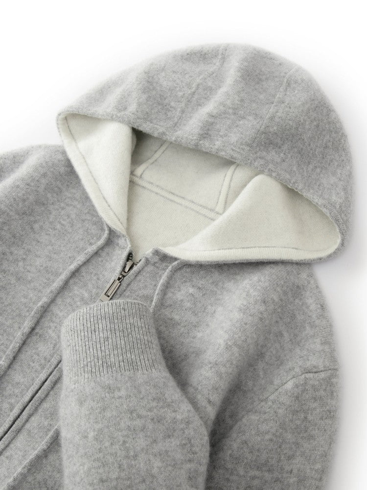 ADDONEE Men's 100% Wool Hoodie Cardigan Straights Leg Pants Set Autumn Winter Thick Cashmere Knitwear Sweater Trousers Suit