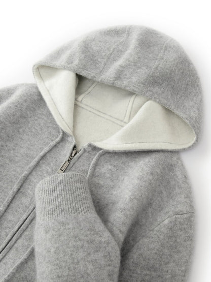 ADDONEE Men's 100% Wool Hoodie Cardigan Straights Leg Pants Set Autumn Winter Thick Cashmere Knitwear Sweater Trousers Suit