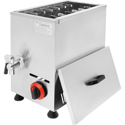 21L/22.19QT Commercial Gas-Powered Hot Corn Dog Fryer with 12 Hot Dog Racks, Adjustable Flame Stainless Steel