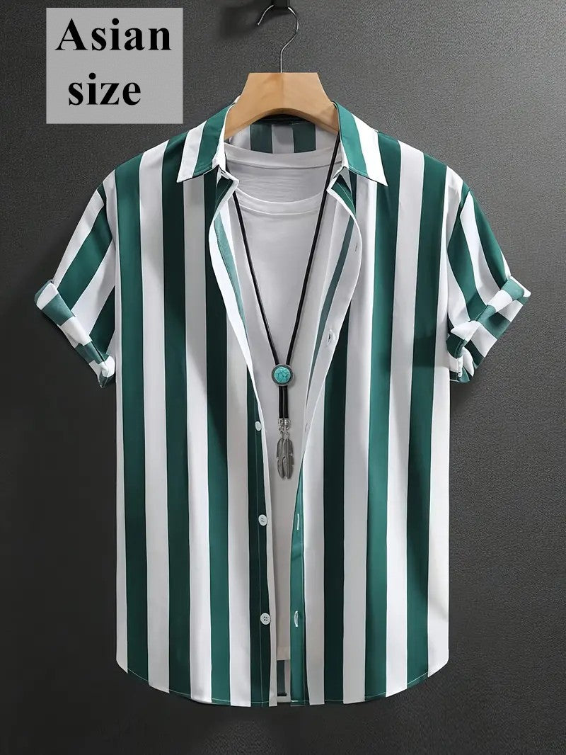 3d Print Hawaiian Beach Shirts Summer Men Shirt Fashion Striped Shirt Men Fashion Streetwear Short Sleeve Blouse Vacation Tops