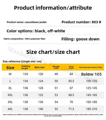 Maxbarley New 90 Goose Down Jacket Men Women Winter Thick Warm Long Knee Over Down Jacket High-quality Lightweight Puffer Coats