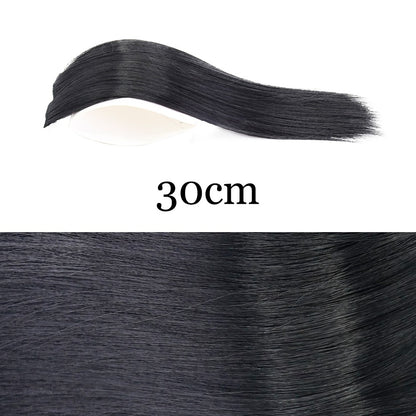 MERISI HAIR Apliques de Cabelo Sintético Liso Invisível com 2 Presilhas, Aumento de Volume, Extensões de Cabelo, Cobertura Lateral Superior