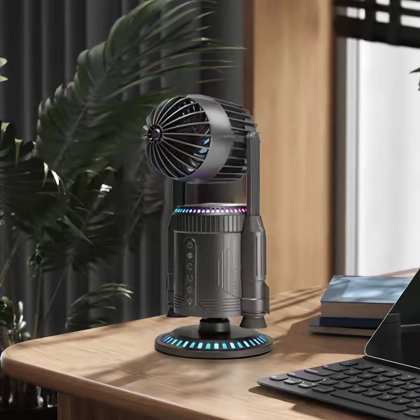 Creative Rocket Desktop Fan Battery Powered USB Rechargeable 3 Speed Quiet Cooling Fan for Office Desk Study Room Outdoor
