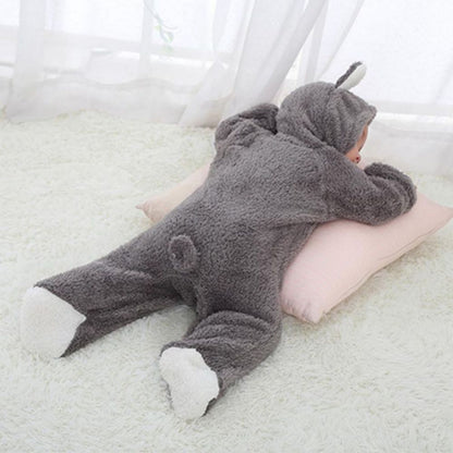 Winter Newborn Baby Plush Bodysuit Jumpsuit Cartoon Hoodies Boy Girl Romper Twins Clothes Korean version 0-12M