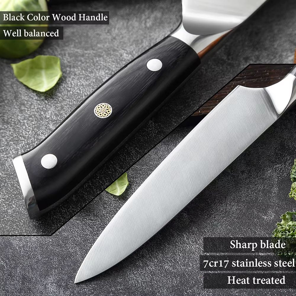 Facas de Cozinha Premium 1-9PEÇAS Conjunto de Facas Japonesas de Aço Inoxidável 5CR15 Incluindo Facas Santoku, Cutelo, Utilitária e de Desossar