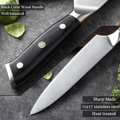Facas de Cozinha Premium 1-9PEÇAS Conjunto de Facas Japonesas de Aço Inoxidável 5CR15 Incluindo Facas Santoku, Cutelo, Utilitária e de Desossar