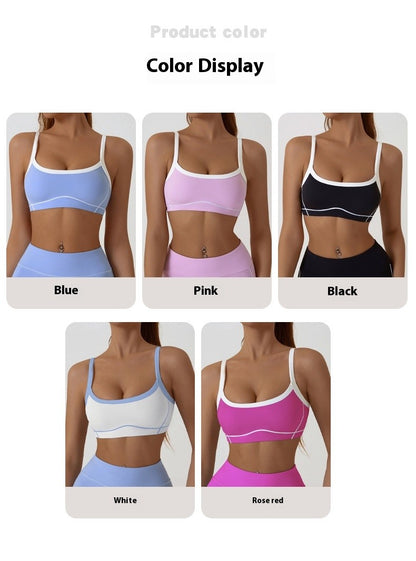 Yoga Sports Bra Color Clashing Shock Absorbing Brassiere Women Full Cup Breathable Gym Tube top Bra Yoga Workout Underwear