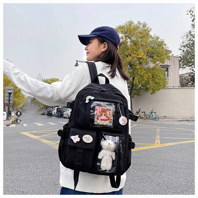 Mochila Feminina Fofa Desenho Animado Moda Adolescente Estudante Mochila Escolar Adorável Bolsa Feminina Mochila Escolar Versátil para Meninas