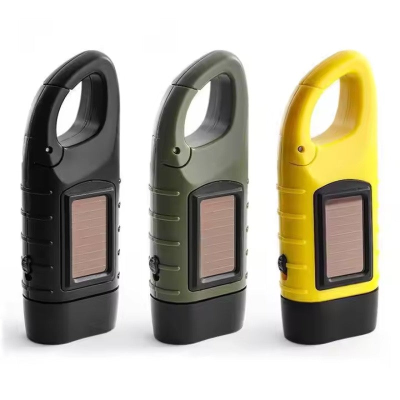 Solar Led Flashlights Portable Hand Cranked Dynamo Torch for Outdoor Riding Camping Power Hiking Long-range Emergency Lantern