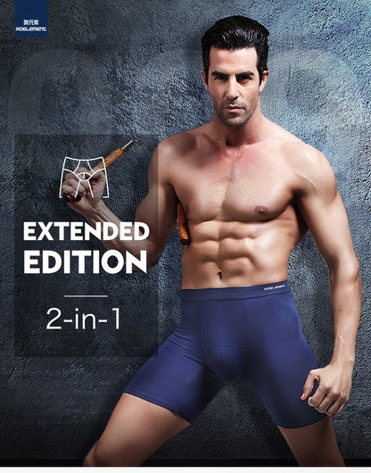 Men's Long Leg Boxer Briefs - Anti-Chafing, Breathable Modal Underwear, Quick-Dry Sports Compression Shorts for Running & Workou