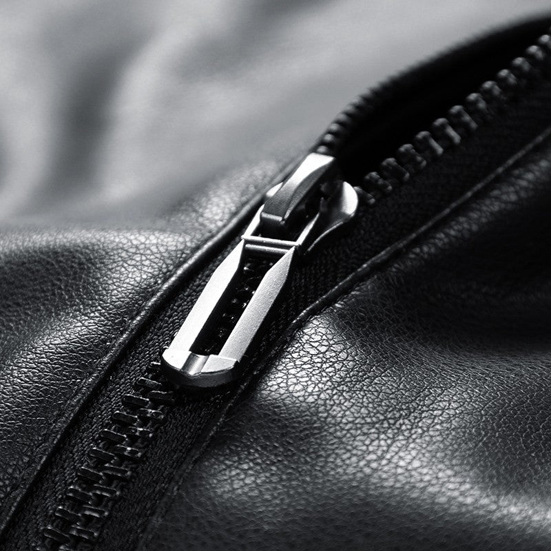 Leather Jacket Men Coats Windproof Oversized 6XL 7XL 8XL Plus Size Autumn Motorcycle Travel Fleece Black Zipper Winter Overcoat