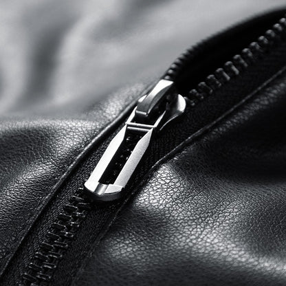 Leather Jacket Men Coats Windproof Oversized 6XL 7XL 8XL Plus Size Autumn Motorcycle Travel Fleece Black Zipper Winter Overcoat