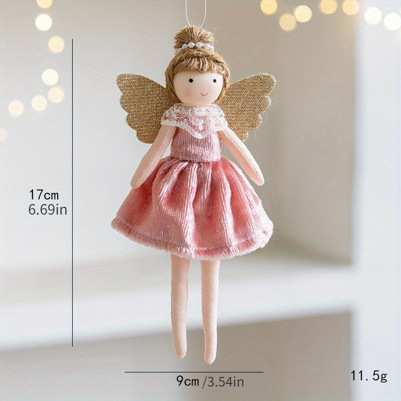 Christmas mesh skirt antlers angel girl doll pendant Christmas tree decoration small pendant children New Year gift