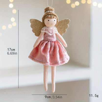 Christmas mesh skirt antlers angel girl doll pendant Christmas tree decoration small pendant children New Year gift