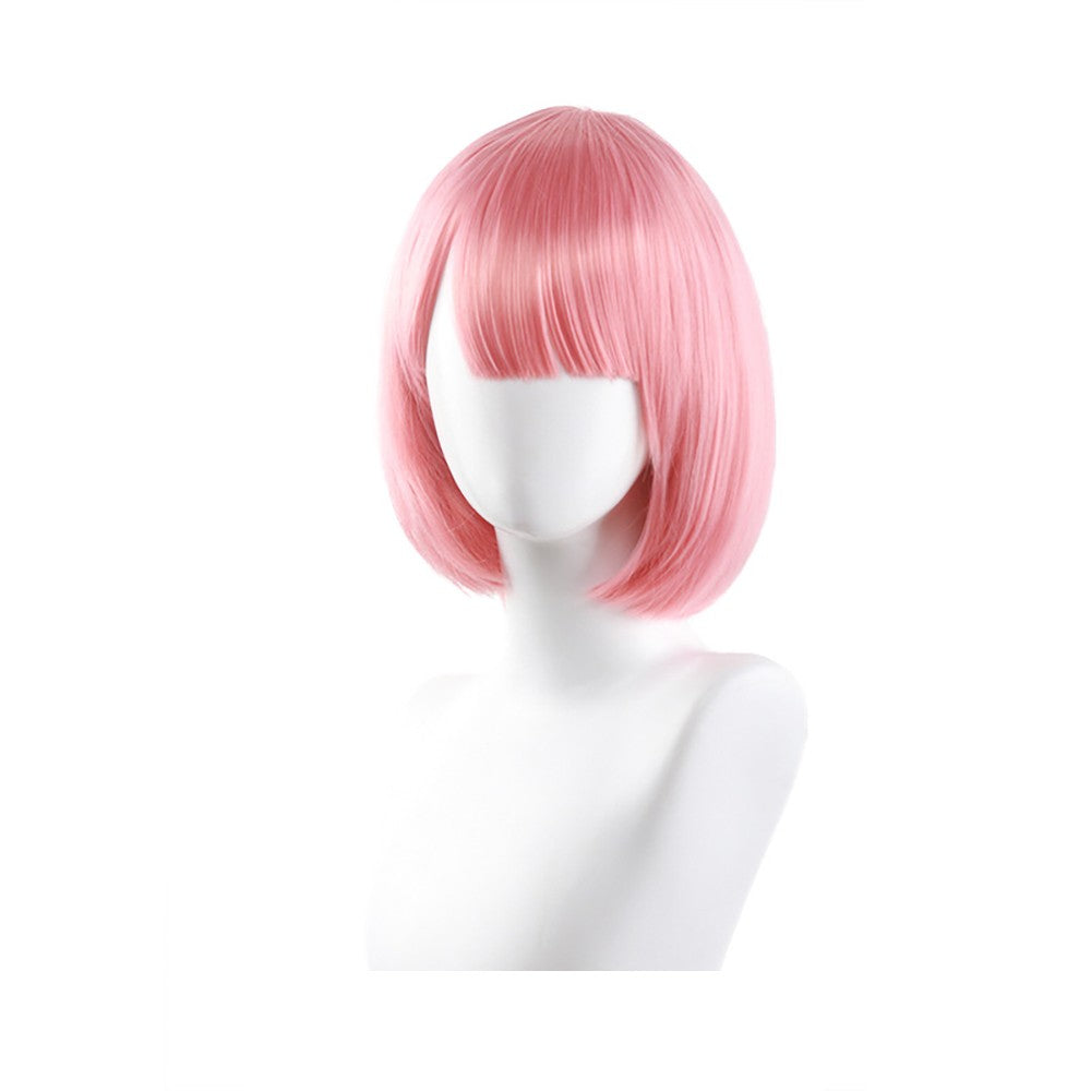 High-Quality Anime Ram Rem Cosplay Synthetic Hair 12-Inch Blue And Pink Short Halloween Daily Party Heat-Resistant Wig Natural