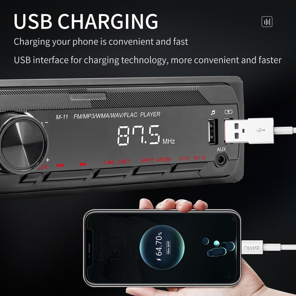 Podofo Car Audio Radio 1 Din MP3 Car Stereo Bluetooth FM AUX In USB Colorful Buttons APP Remote Control Car Multimedia Player