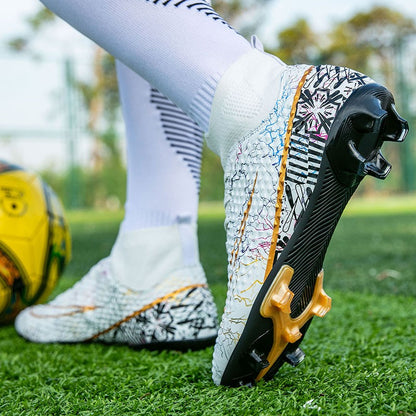 New Men Soccer Shoes Training Boys Outdoor Sport Football Boots Adult Long Spikes Non Slip Cleats Breathable Match Comfortable